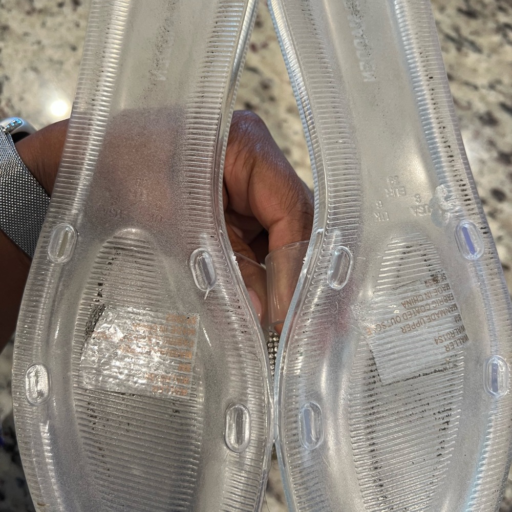 Steve Madden Silver Rhinestone Bow Sandals - Picture 3 of 6